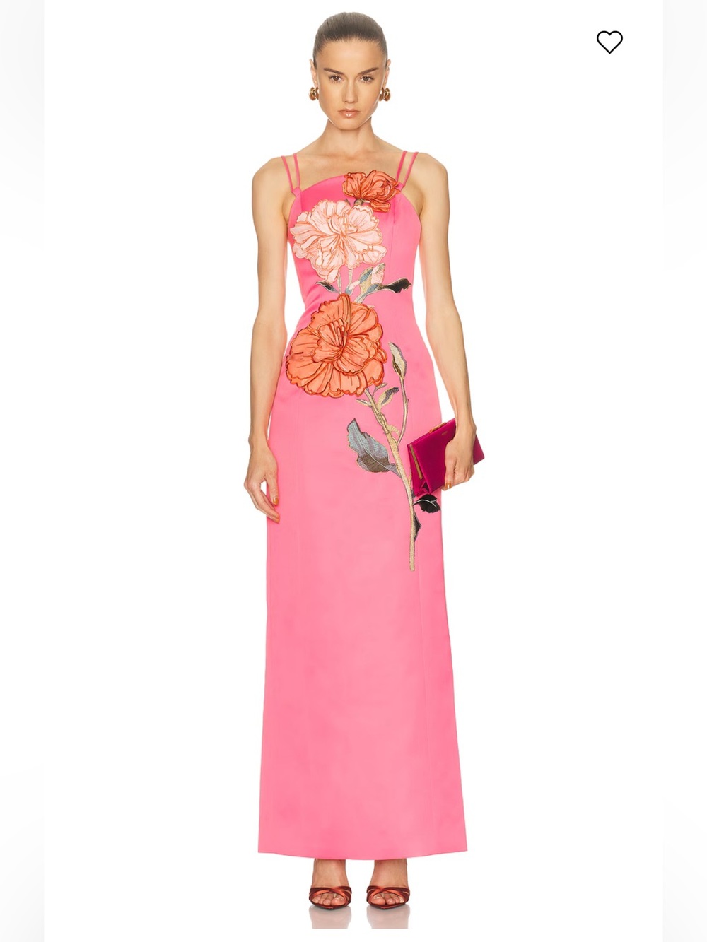 Leo Lin Arianna Applique Floral Maxi Dress in Peony Print